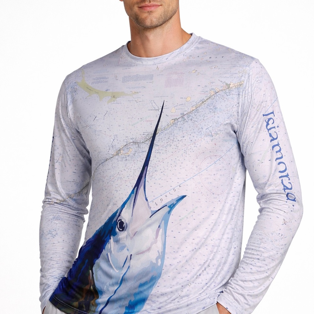 A1A Outfitters Florida Keys Mens XL SPF Shirt Sailfish Water Long Sleeve USA